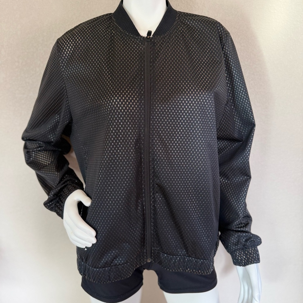Adidas Black Mesh Bomber Athletic Jacket Size XL